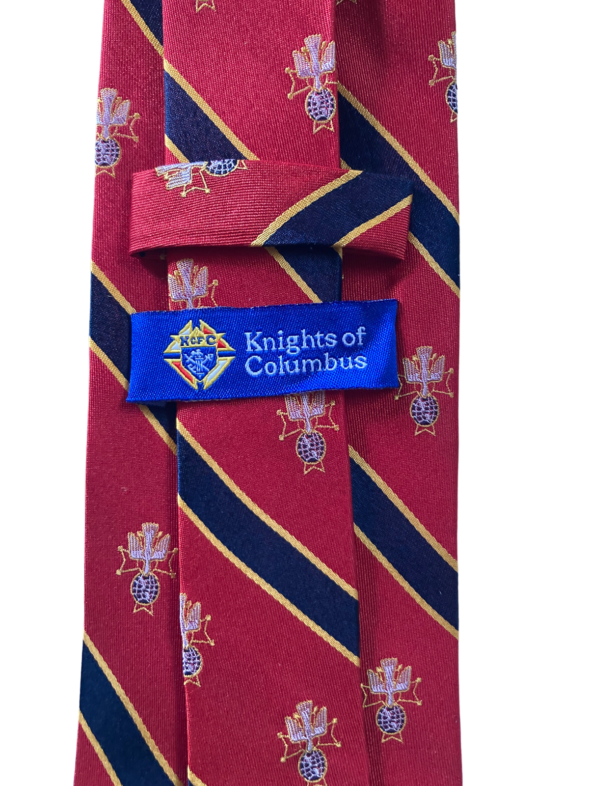 Red Tie with 4th Degree Logo and Blue Stripes - Regular and Long