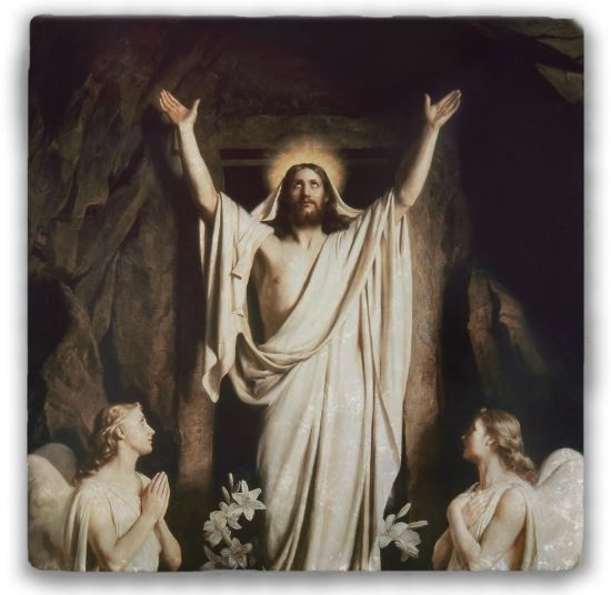 Resurrection of Christ Tumbled Marble Plaque