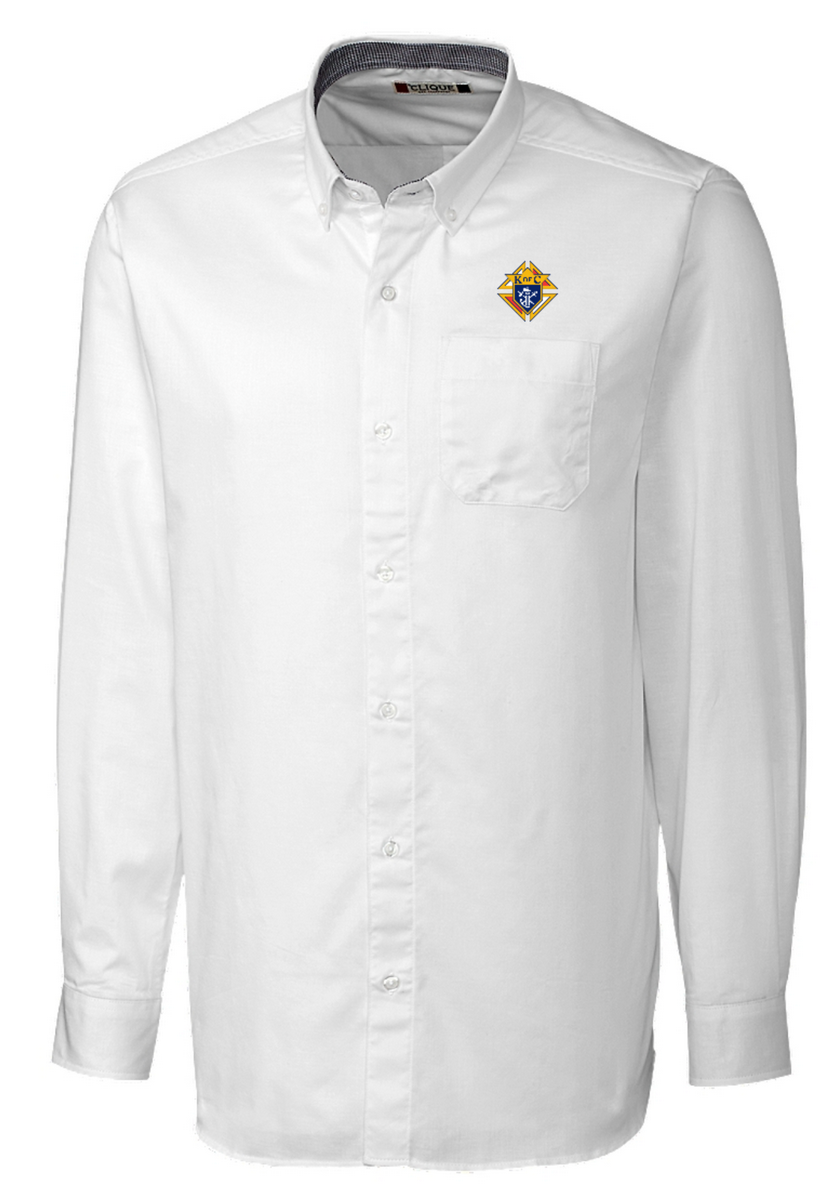 Men&#39;s Bergen Stain Resistant Twill Button-Down Shirt-4C Emblem- FINAL SALE