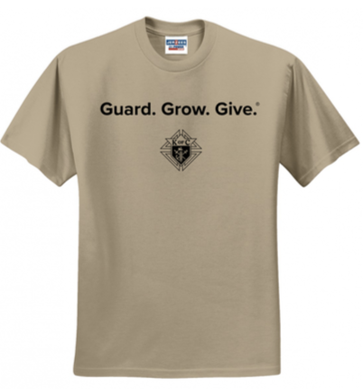 KofC Insurance Agency Guard. Grow. Give - Khaki Tan Version - T-Shirts - packs of 10