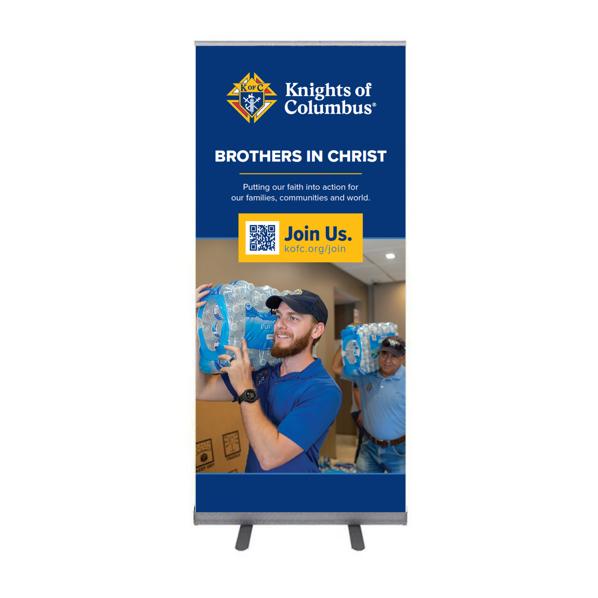 33.5" w x 80"h Roll Up Retractable Banner - Brothers in Christ