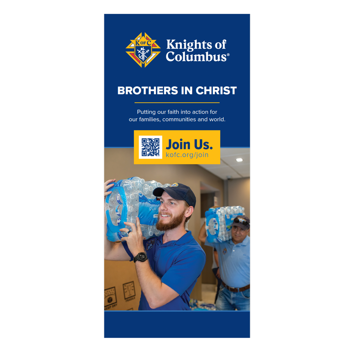 33.5" w x 80"h Roll Up Retractable Banner - Brothers in Christ