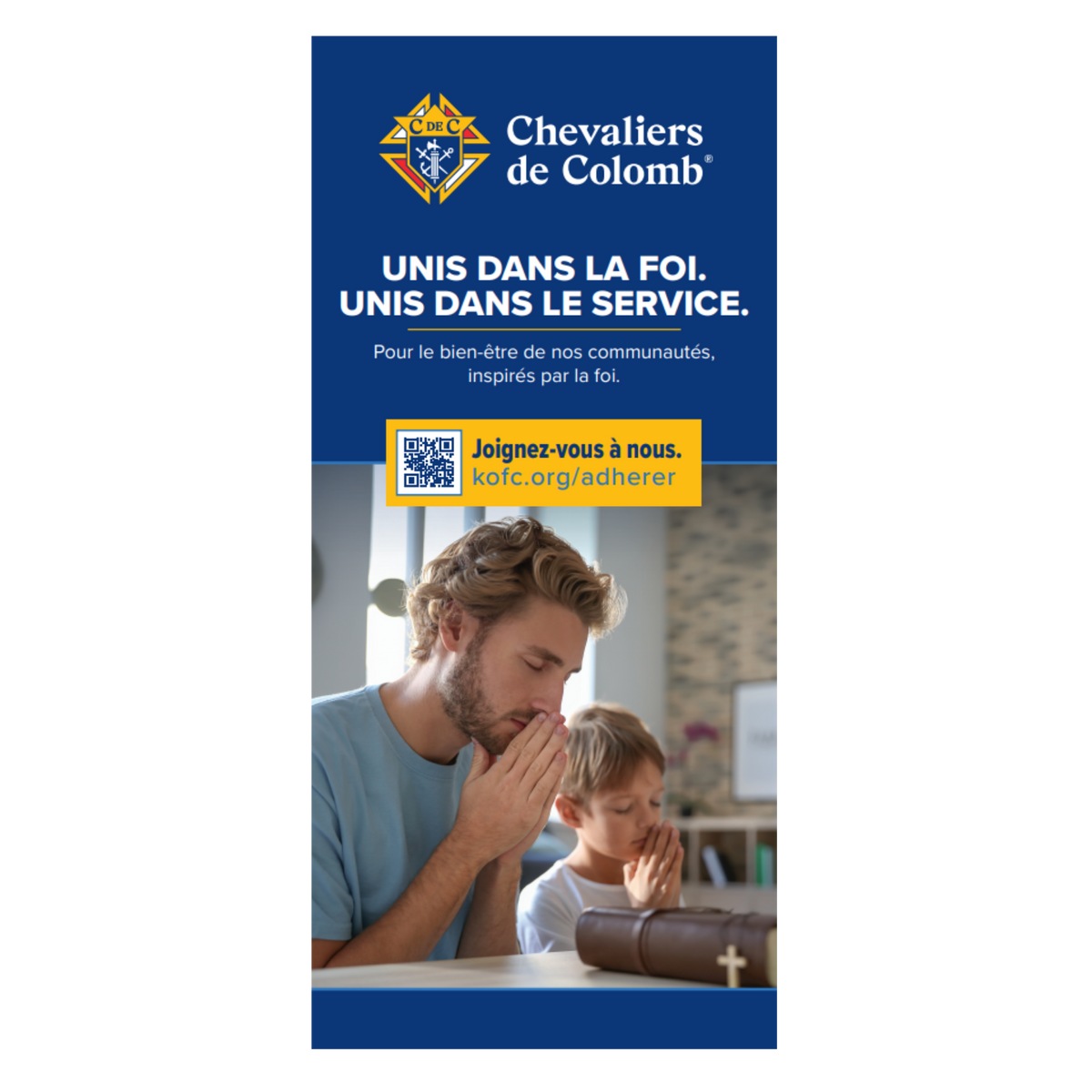 33.5" w x 80"h Roll Up Retractable Banner - United in Faith. United in Service.