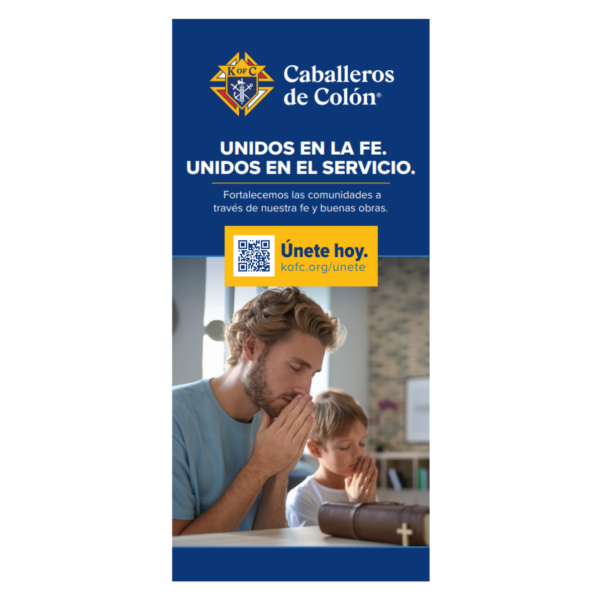33.5" w x 80"h Roll Up Retractable Banner - United in Faith. United in Service.