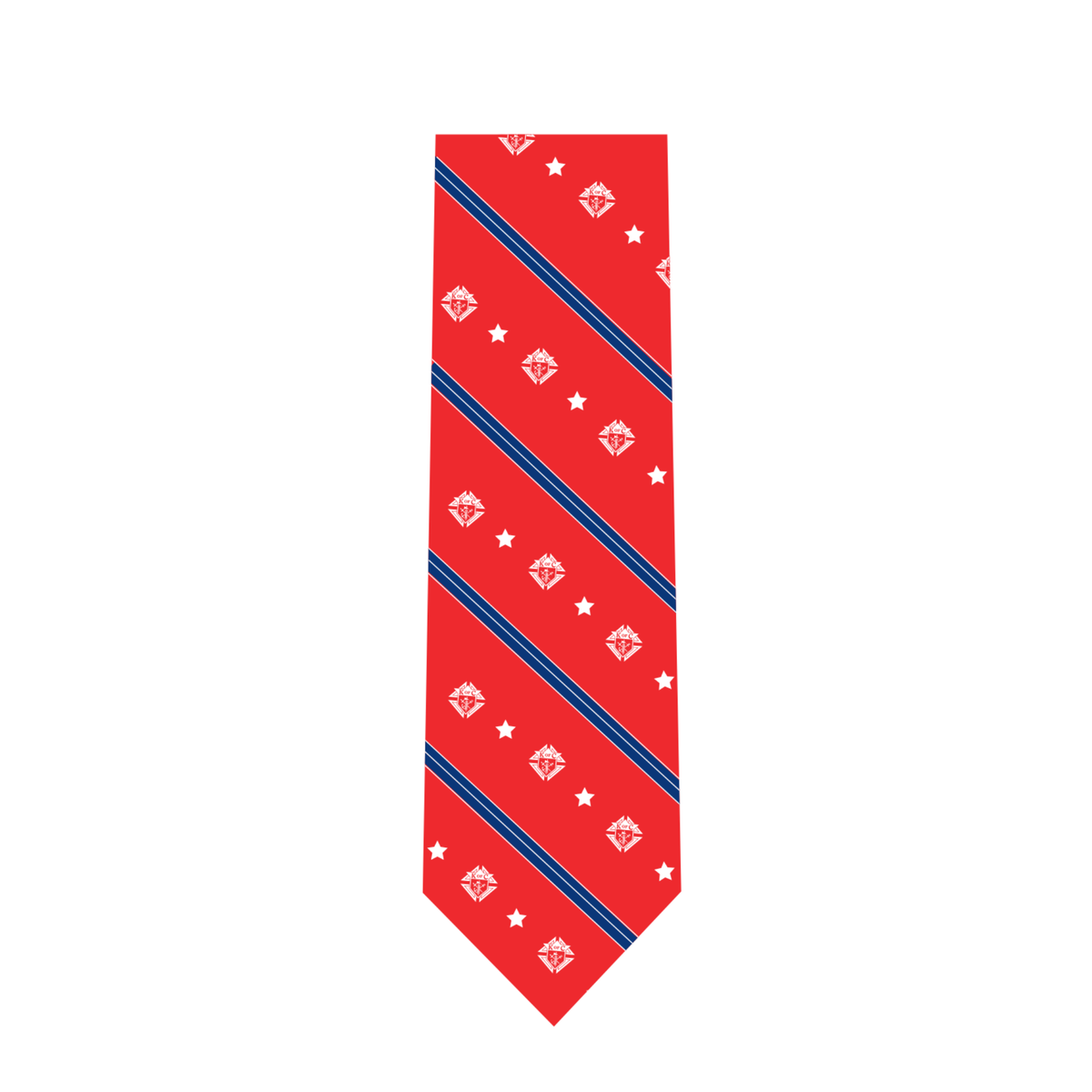 Red Tie with White Emblem/Stars and Blue Stripes