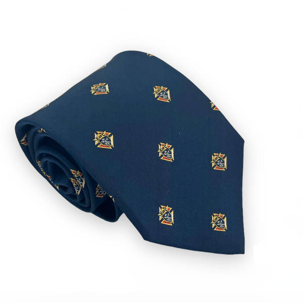 Navy Tie with Full-Color Emblem - Regular and Long - Knights Gear USA