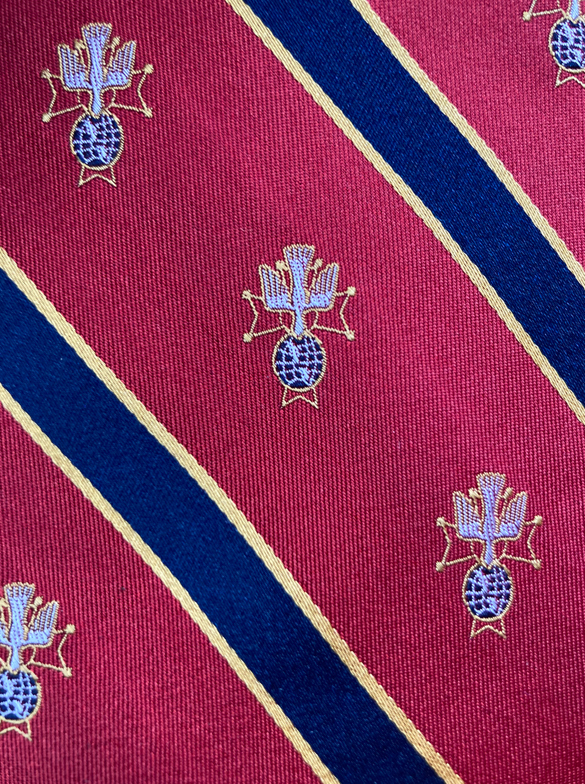 Red Tie with 4th Degree Logo and Blue Stripes - Regular and Long