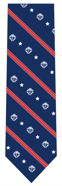 Navy Tie with White Emblem/Stars and Red Stripes