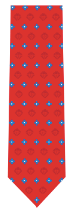 Red Tie with Tonal Emblem/Blue Cross