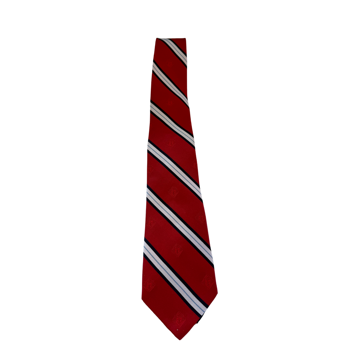 Red Tie with Blue/White Stripes