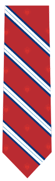 Red Tie with Blue/White Stripes