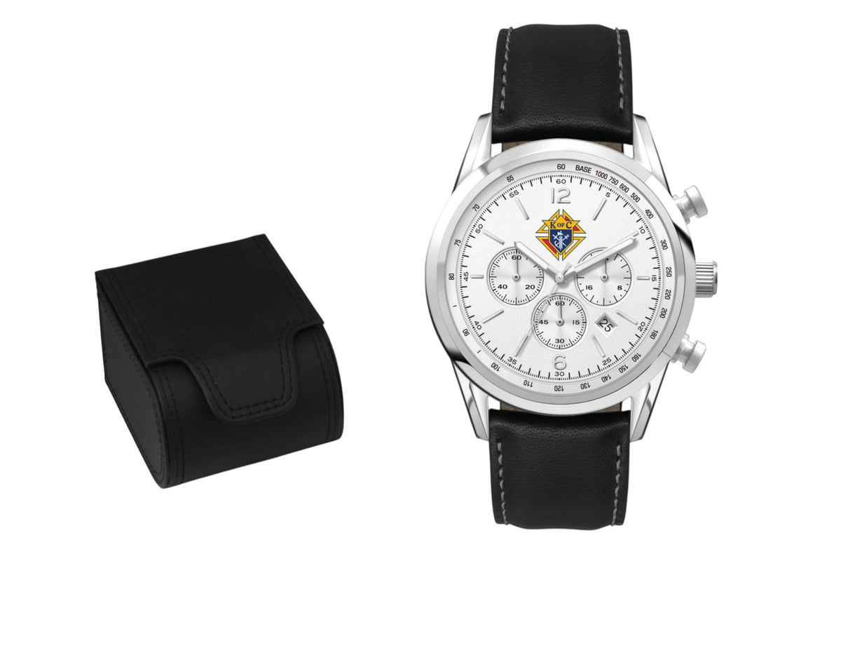 Steel Case Watch with Chronograph Movement - Leather Strap