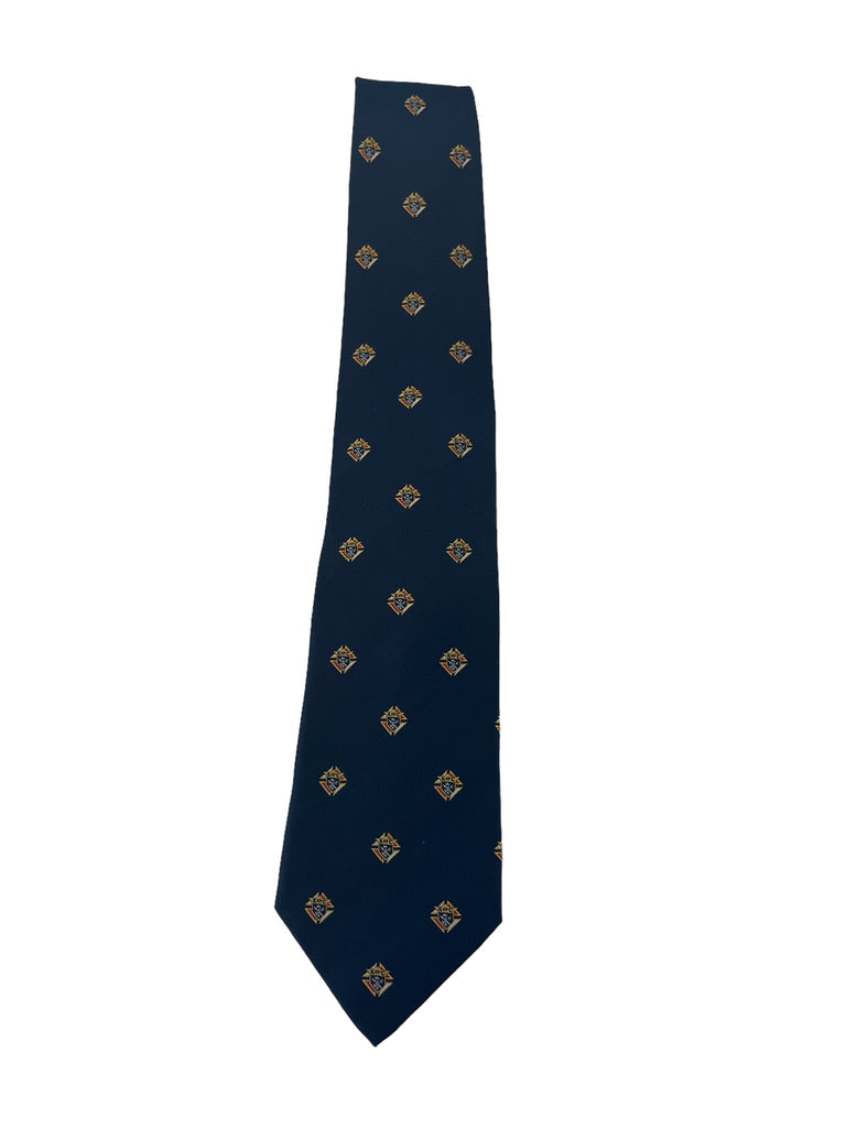 Navy Tie with Full-Color Emblem - Regular and Long