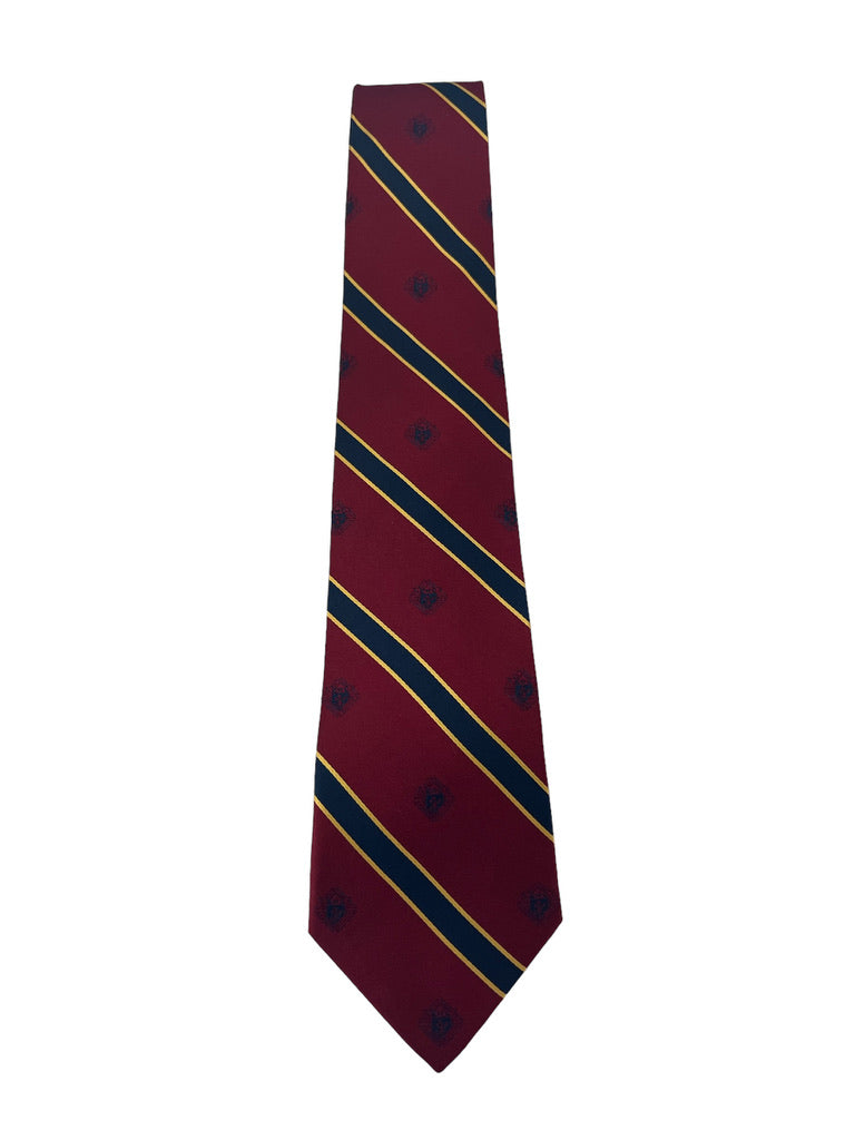 Dark Red / Navy Stripes &amp; Emblem Tie - Regular and Long