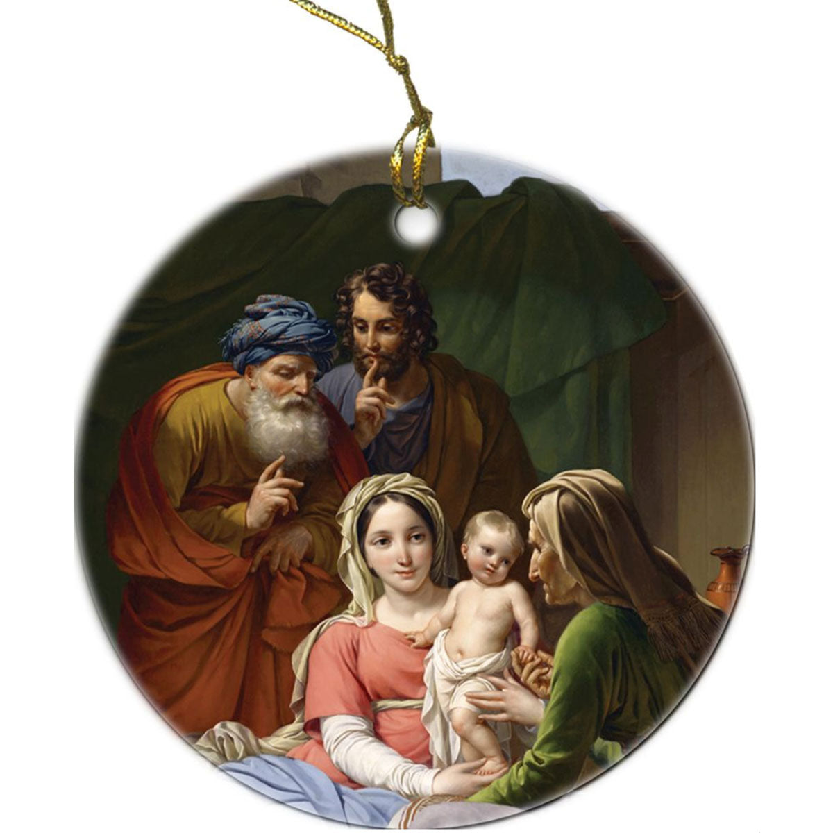 Holy Family with Grandparents Porcelain Ornament