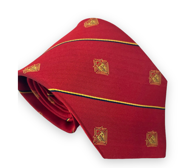 Red Tie with Gold Emblem - Regular and Long
