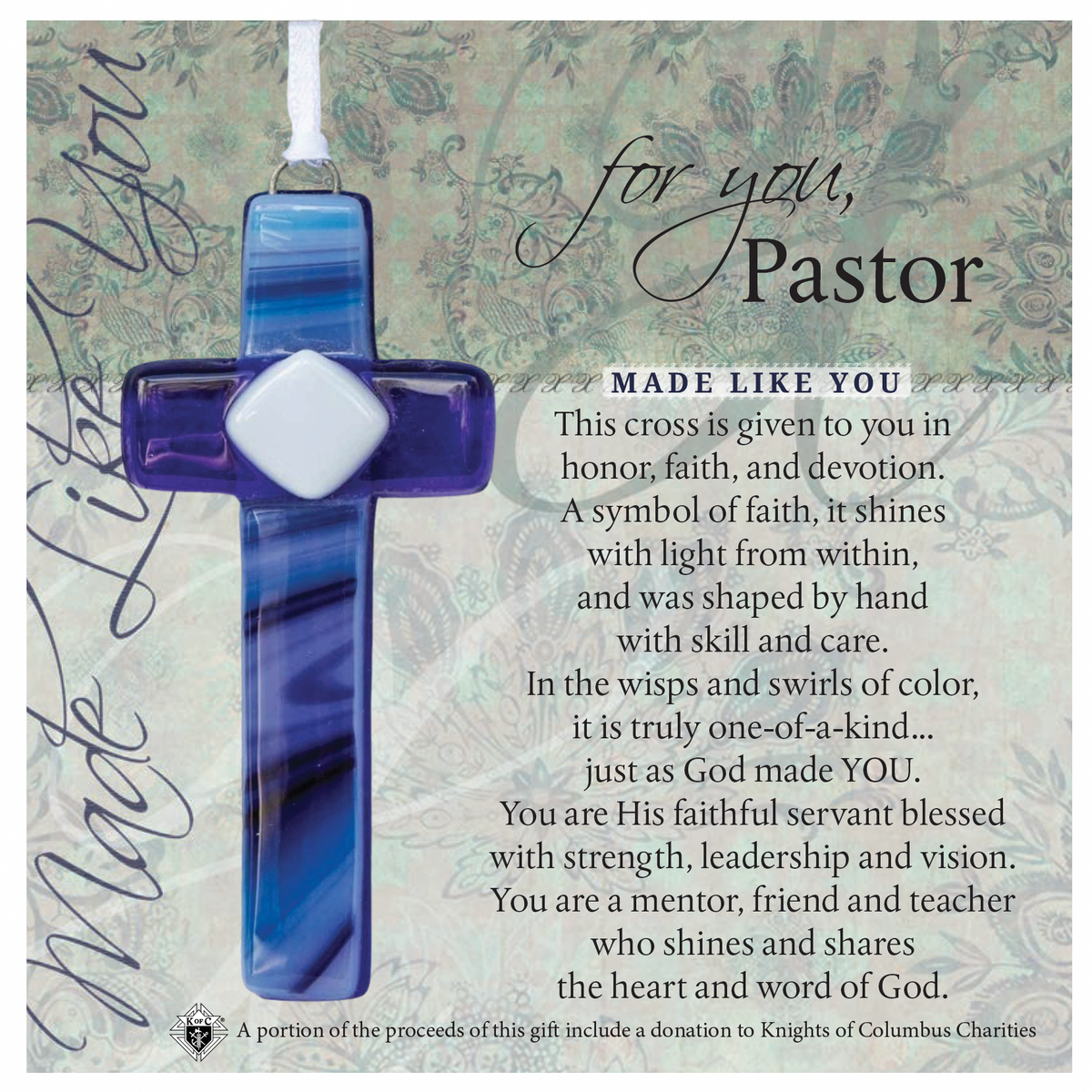 Pastor Cross:  Handmade USA Glass