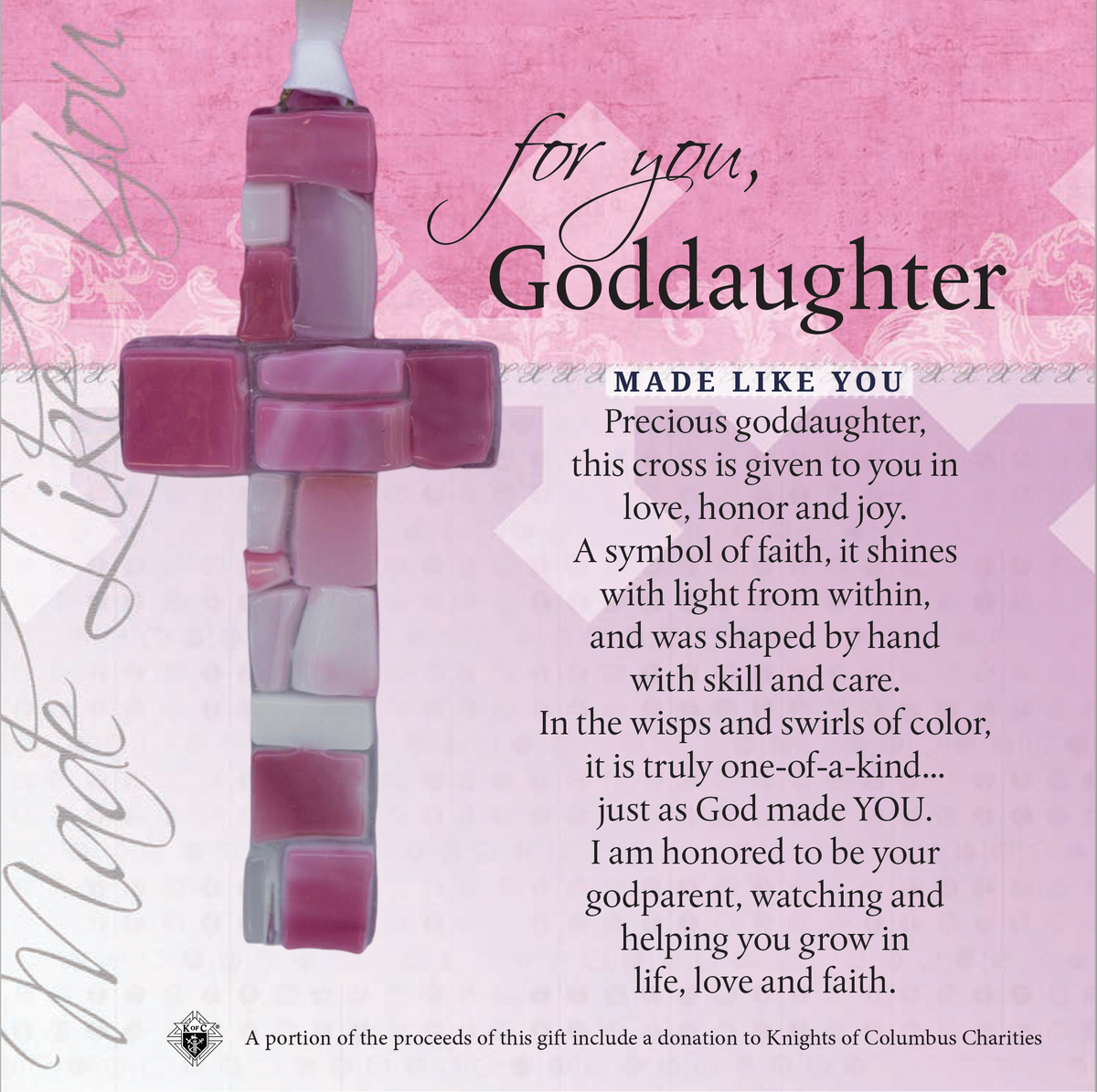 Goddaughter Baptism Gift: Handmade Mosaic Glass Cross
