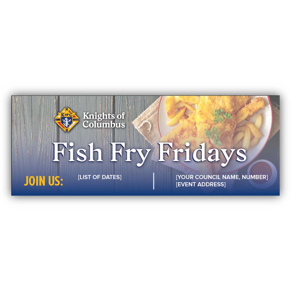 Banner de pescado frito del consejo personalizado