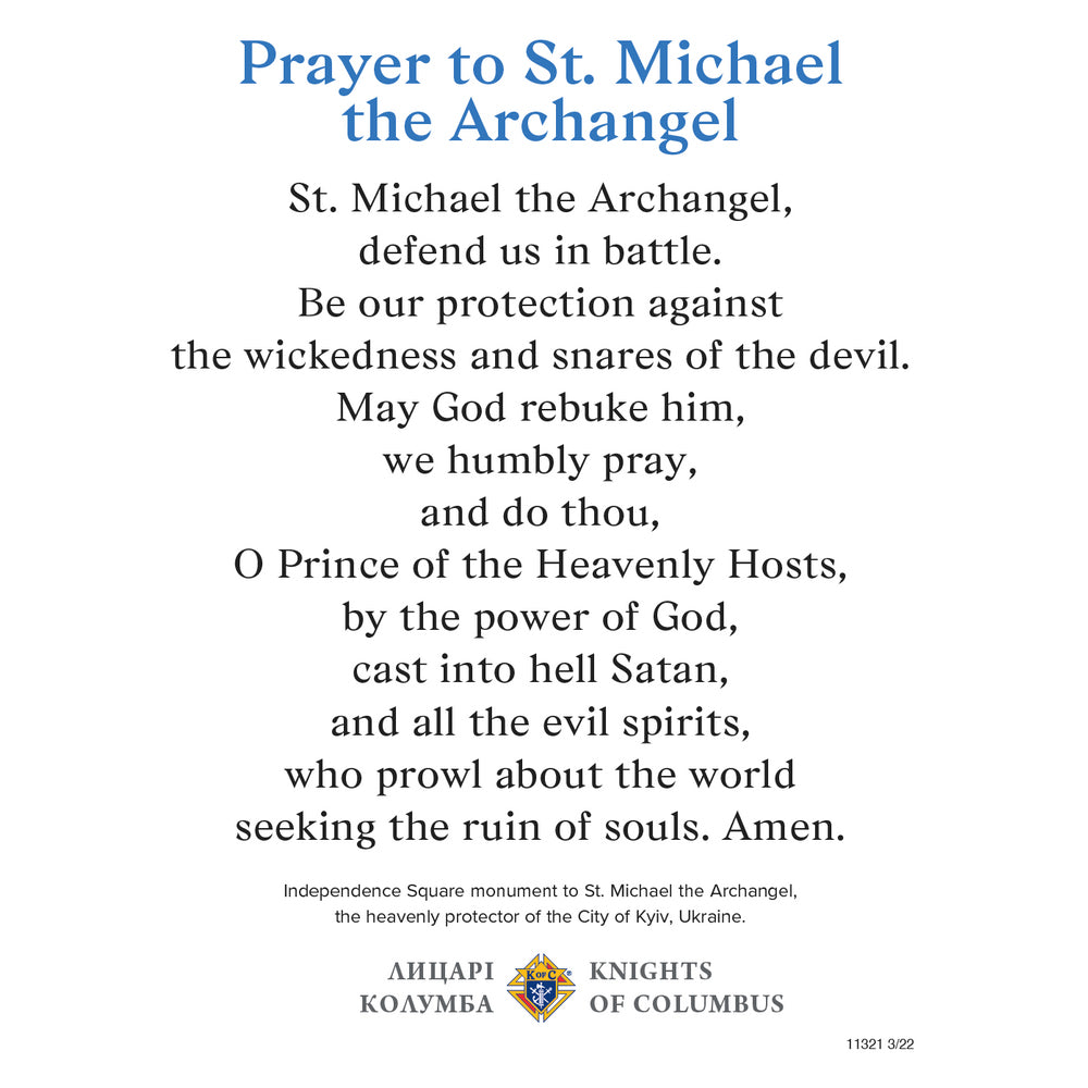 Ukraine St. Michael Prayer Card - English, Spanish, French (pack of 50)